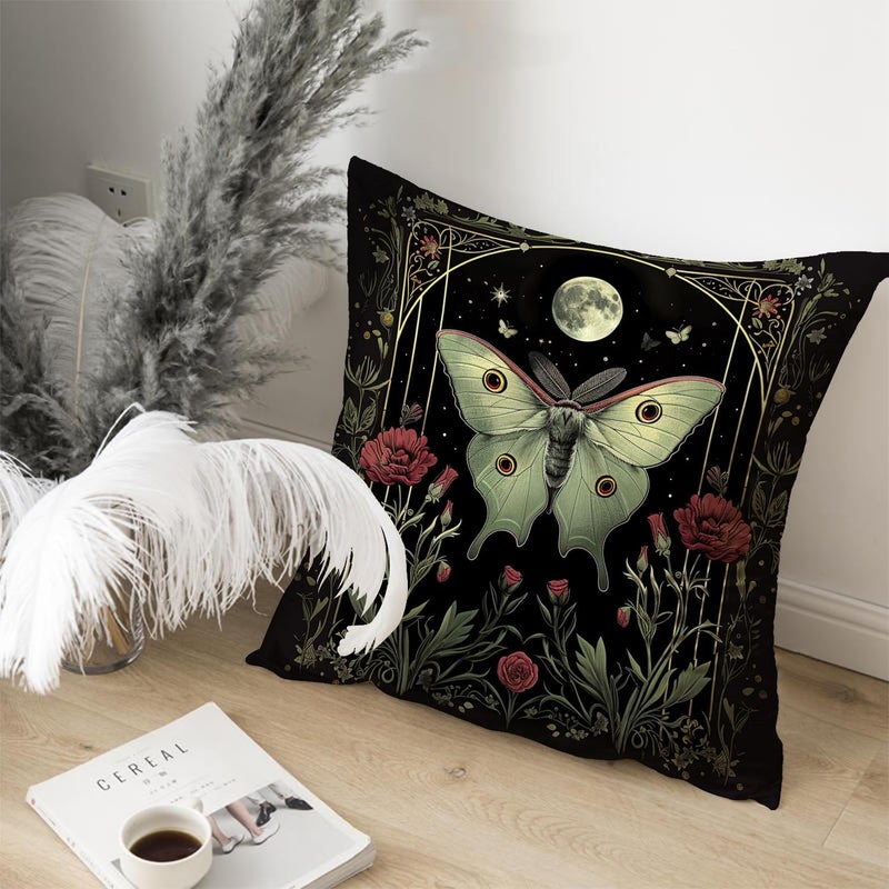RBAFAO Vintage Floral Throw Pillow Covers, Vintage Flower Pattern Double Sided Cushion Cover, Indoor and Outdoor Home Art Decor Pillowcase for Sofa or Bedroom Decor 18x18inches (Green Butterfly, 18x18inches) - Image 4